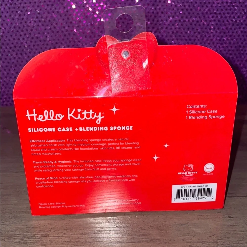 Hello Kitty Makeup Sponge & Silicone Case Set Red Sanrio NIB